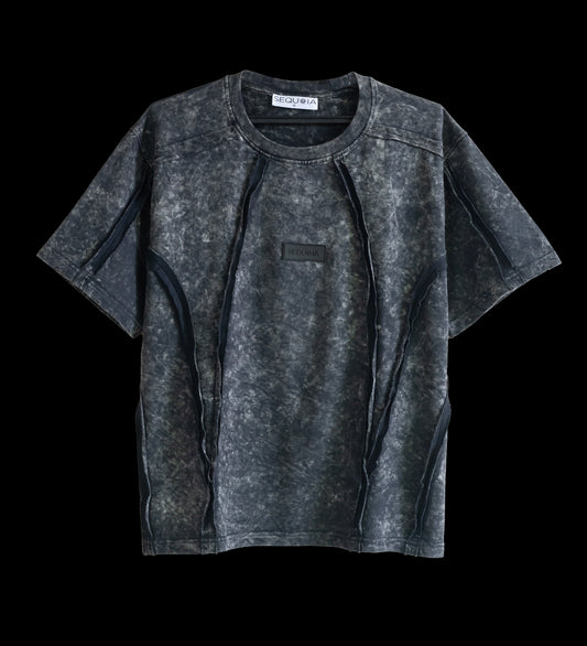 Ash-Black remnants exposed seam t-shirt