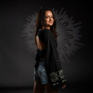 Sequoia Embroidered Bell Sleeve Top — Noir Bloom